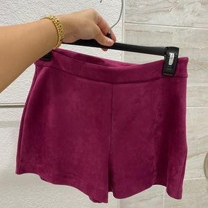 Magenta suede high waist shorts